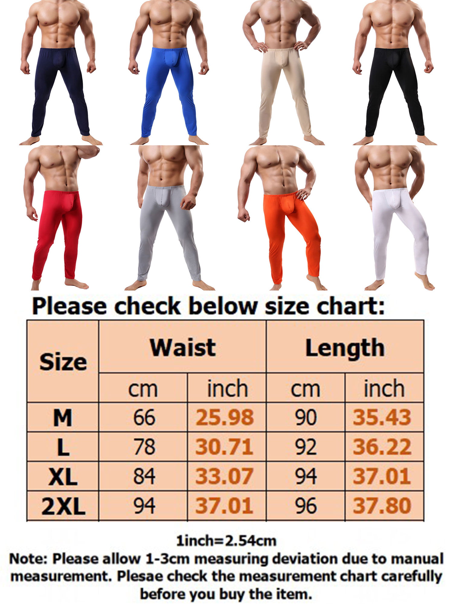 CVLIFE Men Casual Thermal Pants Solid Compression Base Layer Adult Ice Silk  Long Johns Sexy Sport Lounge Tight Underwear