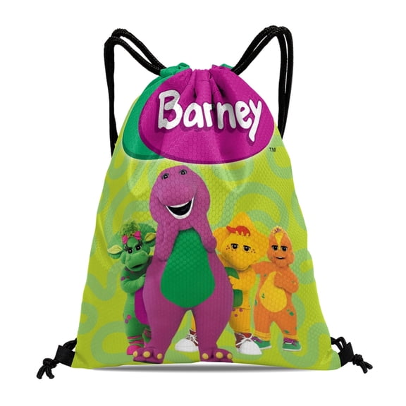 Drawstring Backpack for Barney and Friends Sackpack Women Men Adults Party Favor Bags Sports for Gym Travel Swimming Hiking Camping Tote Bag 11.8 × 15.7 in