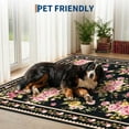 thumbnail image 5 of Garvee 9'x12' Vintage Floral Area Rug Washable Foldable Printed Carpet, Non Slip Floor Indoor Mat for Living Room Bedroom Home Office, Black, 5 of 8