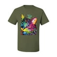 thumbnail image 2 of Wild Bobby Dean Russo Cat Wearing a Crown Thinking Cat Crowned Cat Lover Men Graphic Tee, Military Green, Small, 2 of 5