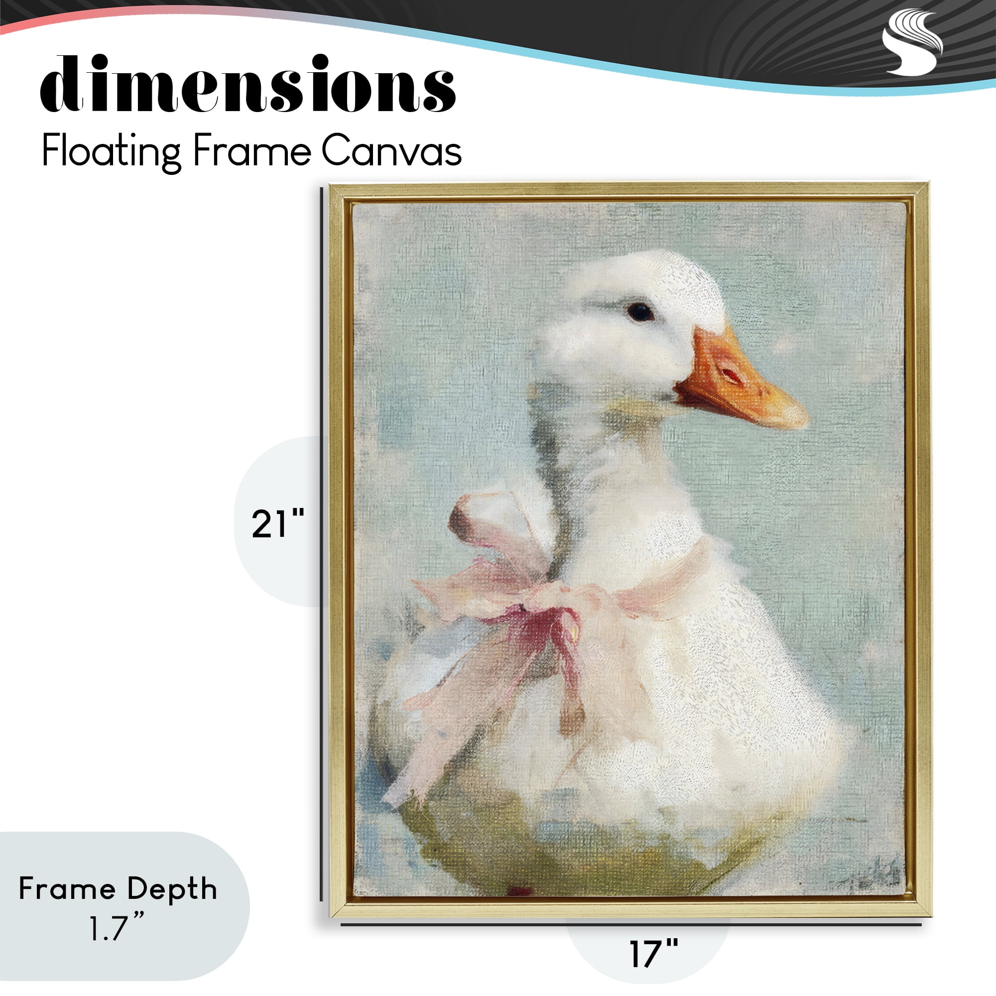 Stupell Industries Soft Pink Bow Goose Gold Framed Floater Canvas Wall Art, design by LSR Design Studio