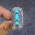 thumbnail image 2 of Natural Tibetan Turquoise Gemstone Handmade 925 Sterling Silver Ring S.6.5, 2 of 4
