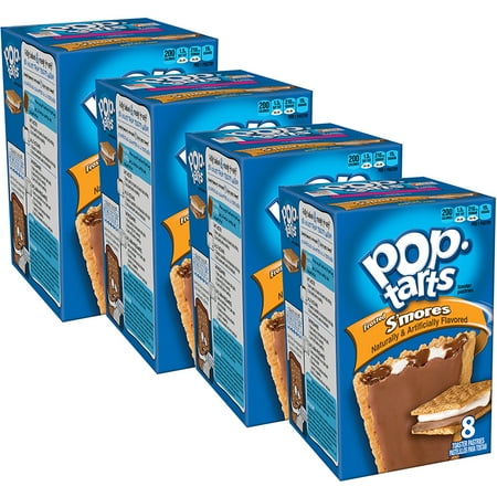 - (4 Pack) Kellogg's Pop-Tarts Breakfast Toaster Pastries, Frosted S'mores Flavored, 14.7 oz 8 Ct