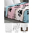 thumbnail image 6 of Blue Pink Dog Paws Prints Twim XL Size Flat Sheet, Wrinkleproof & Fadeproof Cooling Flat Bed Sheet Only, Farmhouse Beige Wood Breathable Soft Bedding Top Sheets 66 x 102 Inches, 6 of 8