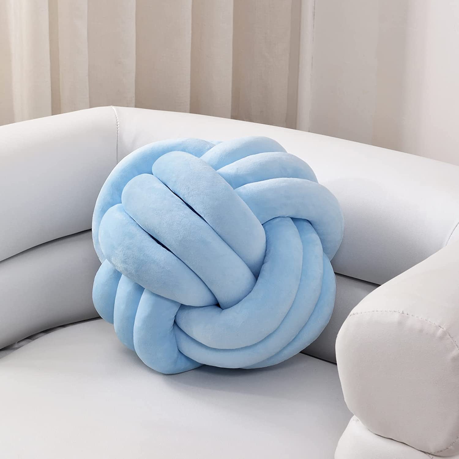 Sioloc Soft Knot Ball Pillows,Round Throw Pillow Cushion Home Decoration Plush  Pillow,Throw Knotted Pillow Handmade Round Plush Pillow（7.8inches,Dark  Grey） 