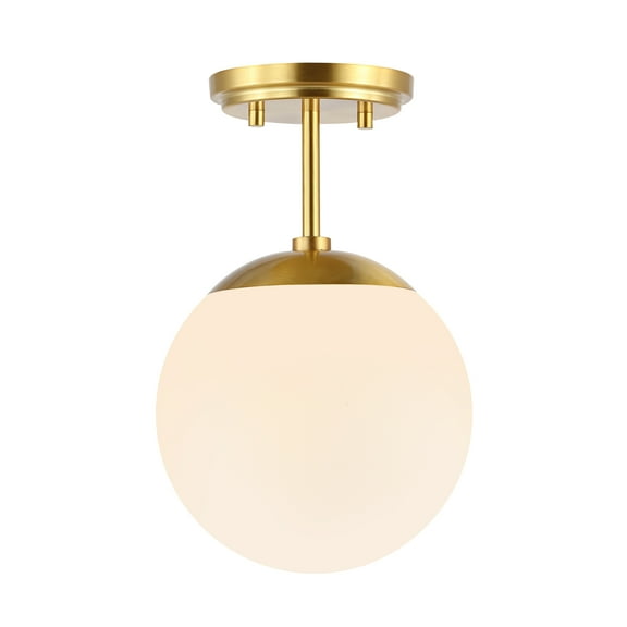 SAFAVIEH Catori 8 in. Mid-century Brass Glass Mount Light with Shade