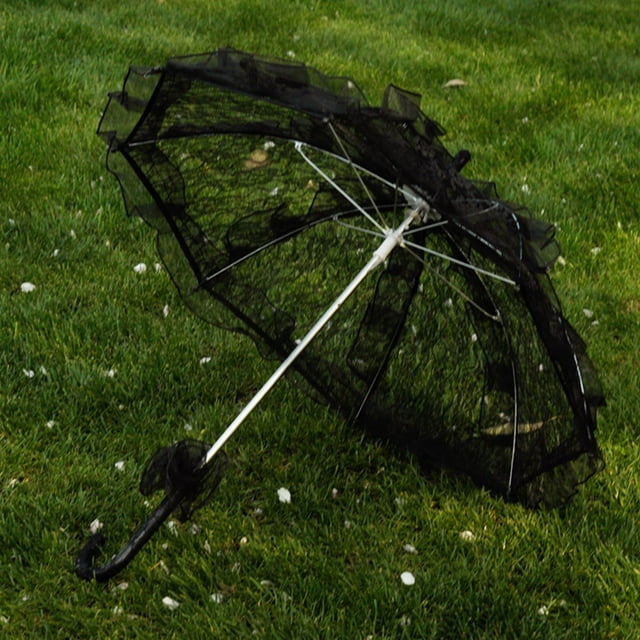 Sombrilla de encaje artesanal para celebraciones y ocasiones especiales , Negro