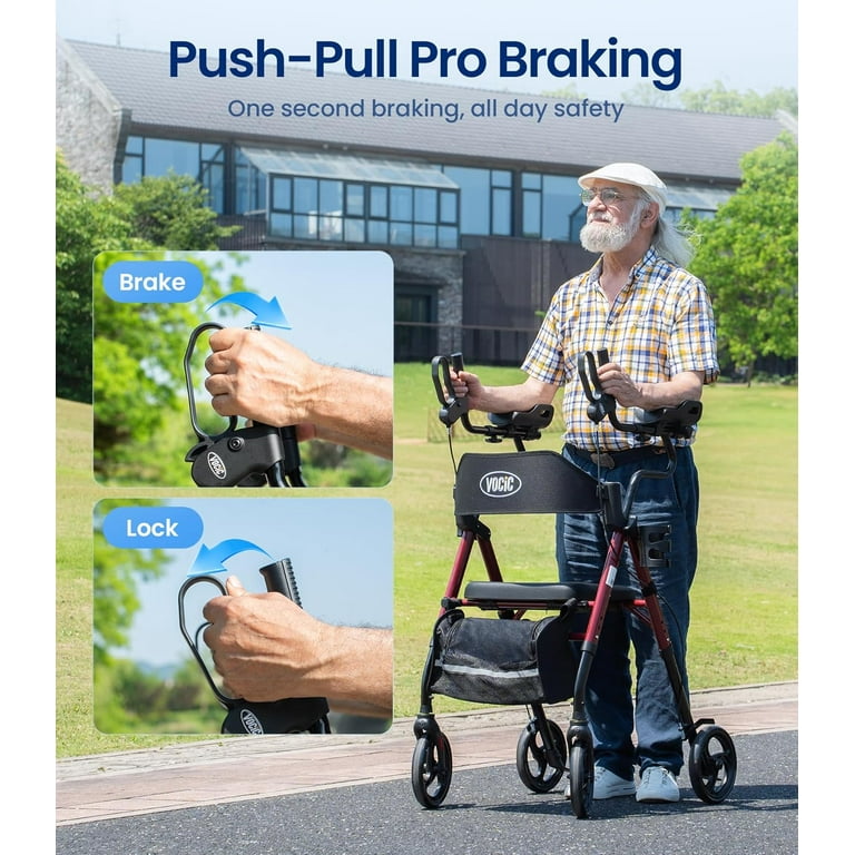 VOCIC Z22 Upright Rollator Walker with Adjustable Armrests