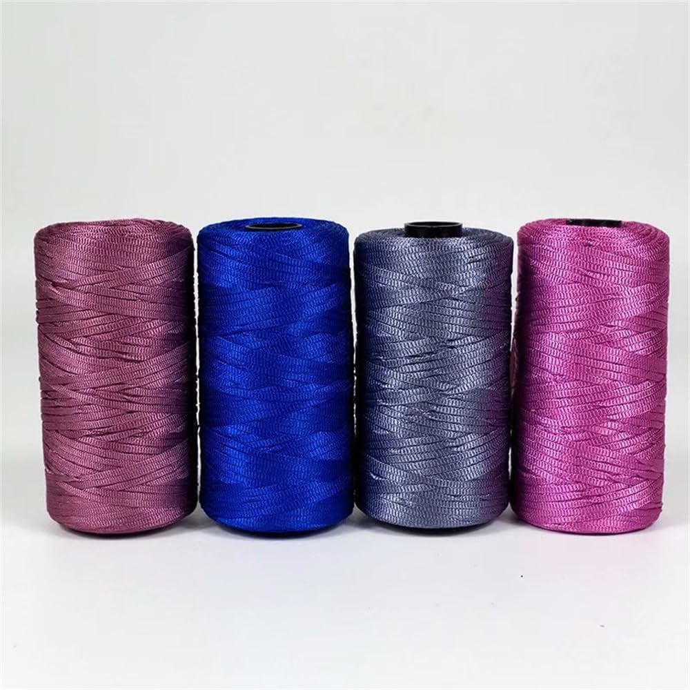 NANAHuang 3 Rolls Crocheting Yarn Cord Polyester Crochet Yarn 2.0mm Cord Thin Ice Cotton Thread Handmade Craft Yarn for Hand Knitting Bag Hat Shoes (Beige)