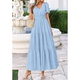 thumbnail image 2 of BTFBM Womens Summer Dresses V Neck Hollow Out Eyelet A Line Flowy Boho Beach Vacation Wedding Guest Maxi Dress, 2 of 7
