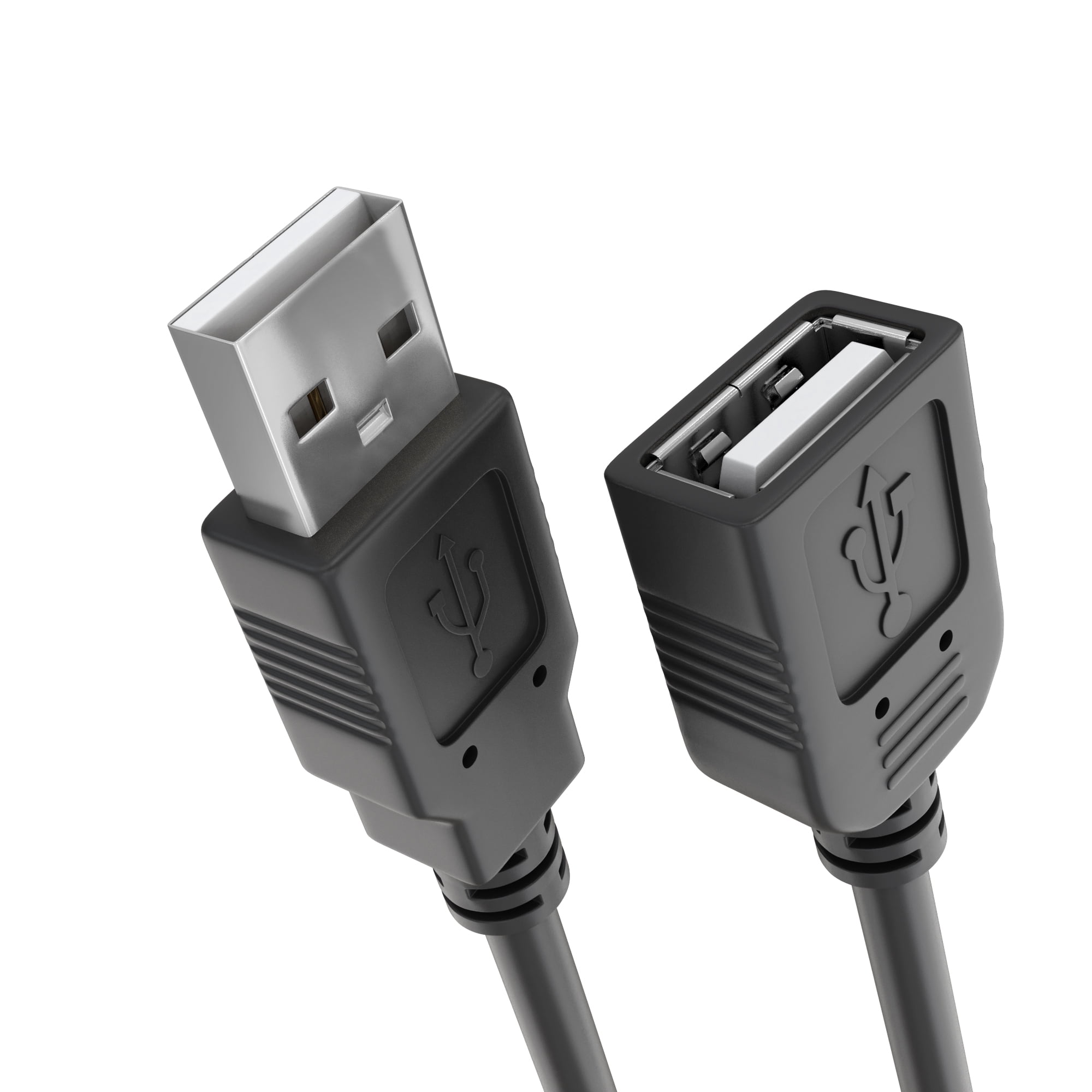 Cmple - USB Extension Cable 6ft USB 2.0 Cable Male to Female Type A USB Extender for External Hard Drive, Web Cam, HDD, Printer - Black