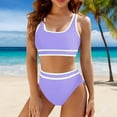 thumbnail image 2 of Swimsuits for Women 2025 High Waisted Bikini Sets Sporty 2Pcs Swimsuit Color Block High Cut Bathing Suits PP1 M, 2 of 5
