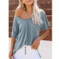 thumbnail image 3 of Leesechin Womens V Neck Tshirts Short Sleeve Loose Casual Summer Tops with Pocket, 3 of 5