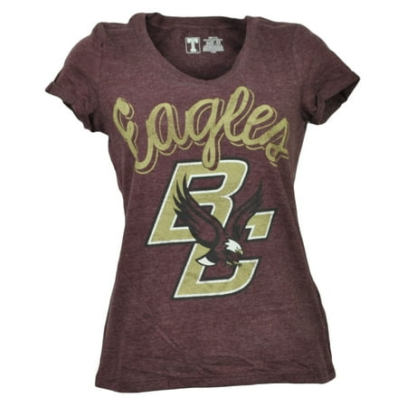 Boston College Eagles Authentic Basketball - NCAA Boston College Eagles Crew Neck Tshirt Womens Burgundy Short Sleeve XSmall