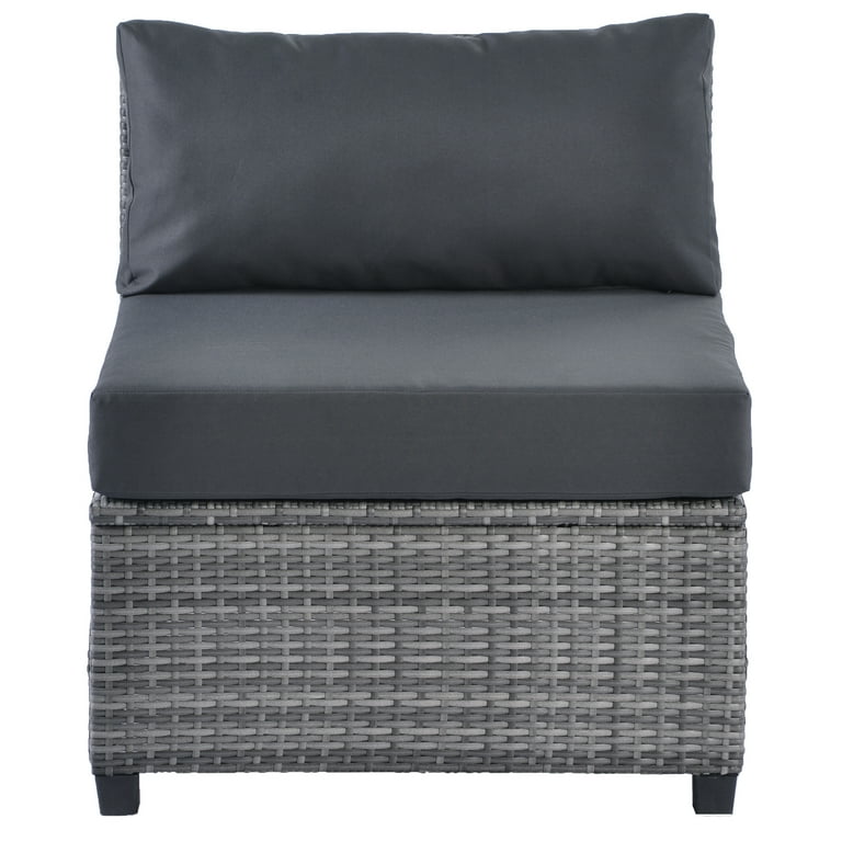 7 Piece Patio Sectional Sofa Set with 4 PE Wicker Sofas 2 Ottoman