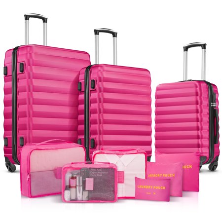 Condition photo showing Good Condition for 9 Piece Luggage Sets  Hard 20 24 28 inch Luggage with 6 Pieces Organize Bags Travel Suitcases Sets with Wheels  Rose