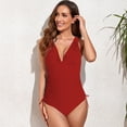 thumbnail image 4 of KAWELL Ruffle One Piece Swimsuits for Women V Neck Ruched Tummy Control Bathing Suits High Cut Monokini, 4 of 4