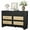 Black, variant on Twister.CK 7 Drawers Dresser for Bedroom, 47.3'' Wide Wood Chest of Drawers with Natural Rattan Drawers, Drawer Organizer for Living Room, Entryway and Hallway, Black