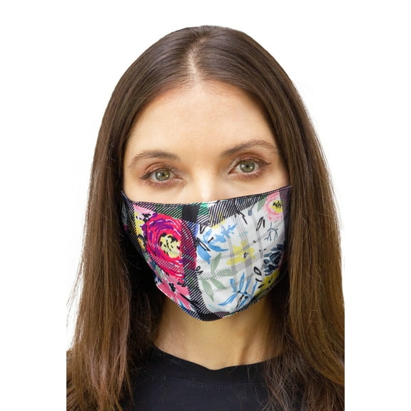 SINGLE PACK FLORAL PRINT FACE MASK COVERING WITH ADJUSTABLE STRAPS AND POCKET FOR FILTER