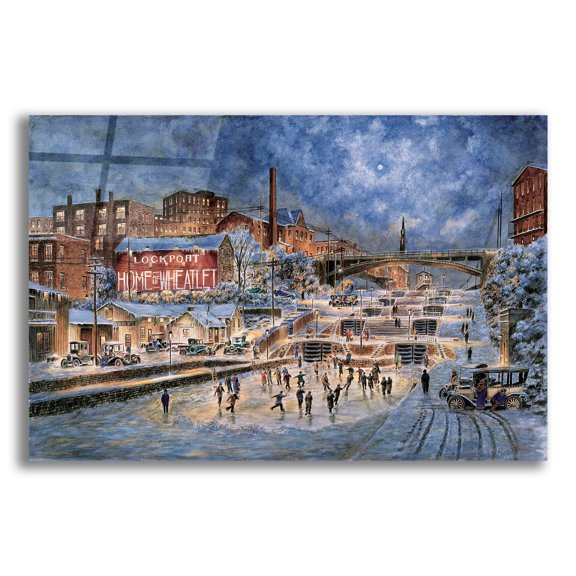 Epic Art 'The Skating Party, Lockport Ny , Ca. 1905' by Stanton Manolakas, Acrylic Glass Wall Art, 16"x12"