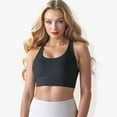thumbnail image 5 of Women's Scoop Neck Stretchy Cropped Banded Criss Cross Back Sports Bra-Small, Black, 5 of 6