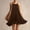 Brown, variant on Women's Flowy Summer Linen Ruffle Babydoll Dress Halter Sleeveless Loose Swing Beach Vacation Mini Dresses Brown L
