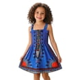 thumbnail image 2 of CUZIBR Toddler Girls Summer Spaghetti Strap Dress Smocked Sleeveless Traditional Stylish Floral Print A-Line Dresses Ruffles Trim Suspenders Breathable Soft Fashionable Clothes,Blue,18-24 Months, 2 of 8