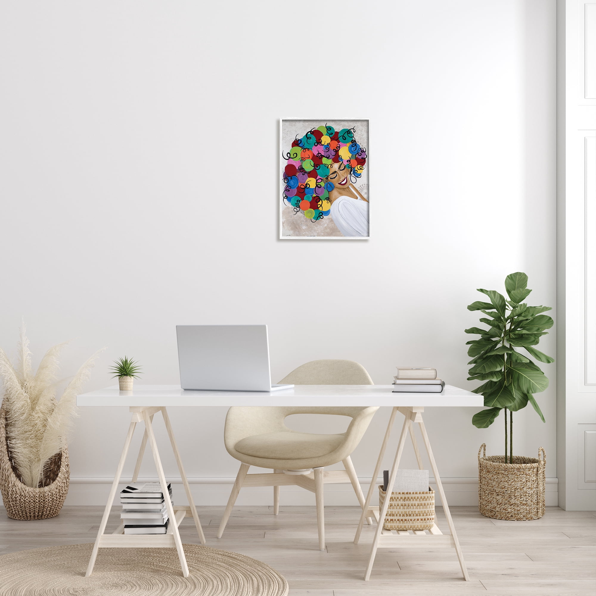 Stupell Industries Smiling Woman With Rainbow Abstract Curly Hair , 16 x 20, Designed by Gina Ritter