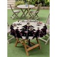 thumbnail image 3 of Outdoor Tablecloth with Umbrella Hole and Zipper, Christmas Tree Black Round Table Cloth 54 Inch Waterproof Tablecloth, Merry Xmas Snowflakes Rustic Vintage Picnic Table Cover for Patio Camping, 3 of 7