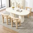 thumbnail image 5 of Boucle Dining Chairs Set of 2, Mid Morden Century Chairs with Curved Back Round Upholstered Round Dining Chairs, Armless,for Bedroom Kitchen and Dining Living Reading Room Reception, Camel, 5 of 9