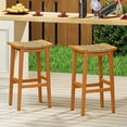 thumbnail image 2 of Gymax Outdoor Acacia Wood Bar Stools Set of 2 w/ PE Rattan Seats & Backrests, 2 of 8