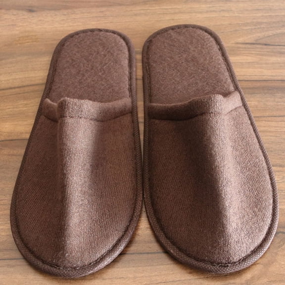 FELTECHELECTR 10 Pairs Disposable Slippers for Airline Travel Non-skid and Lightweight Coffee