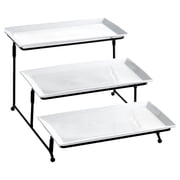 Elama 3 Tier Rectangular Plate Porcelain Serveware Set
