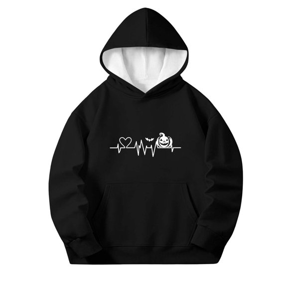 BaoFuBaoMei Travel Hoodies for Boys Girls Halloween Ghost Long Cuffed Sleeve Sweatshirt Tops with Pockets Fleece Lined Loose Hooded Fall Outfits for Daily Wear School Party Classroom Celebration