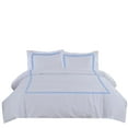 thumbnail image 3 of BedDecor Luxury Soft Brushed 600-Thread-Count Egyptian Cotton Embroidered Duvet Cover Set with Beautiful 3-Stripe Embroidery Olympic Queen, LightBlue Solid, 3 of 4