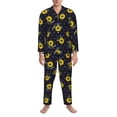 thumbnail image 3 of Susaid Sunflowers Print Men's Long Sleeve Pajama Set, Two-Piece Button-Down Loungewear PJs Set, Comfortable Sleepwear for Relaxation-X-Large, 3 of 7
