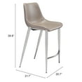 thumbnail image 3 of Magnus Counter Stool Brown & Silver Counter Stool, Modern Style, Plush and durable faux leather fabric, Plywood, Indoor Bar, 3 of 10