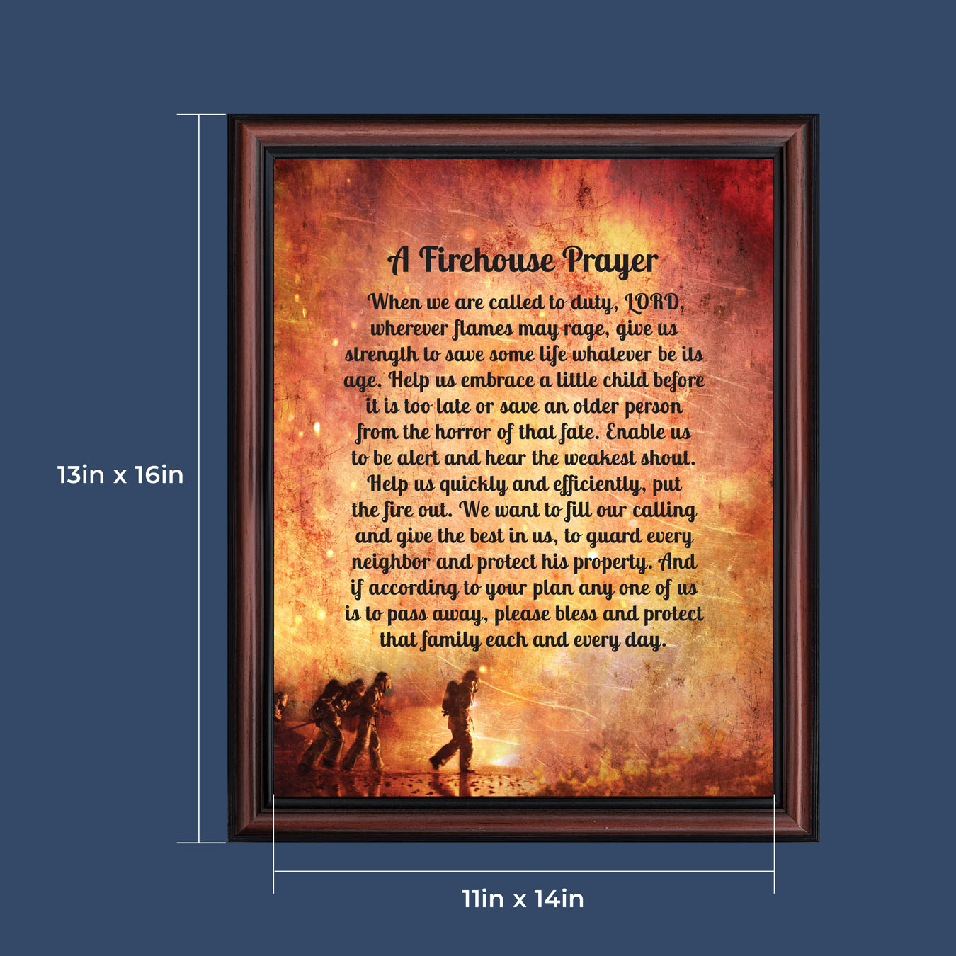 Fire Station Firefighter Gifts for Men and Women, Fire Academy Graduation Gift, Fire Fighter Gifts or Firehouse Decor, A Fireman's Prayer Framed Wall Art for Home, 2107