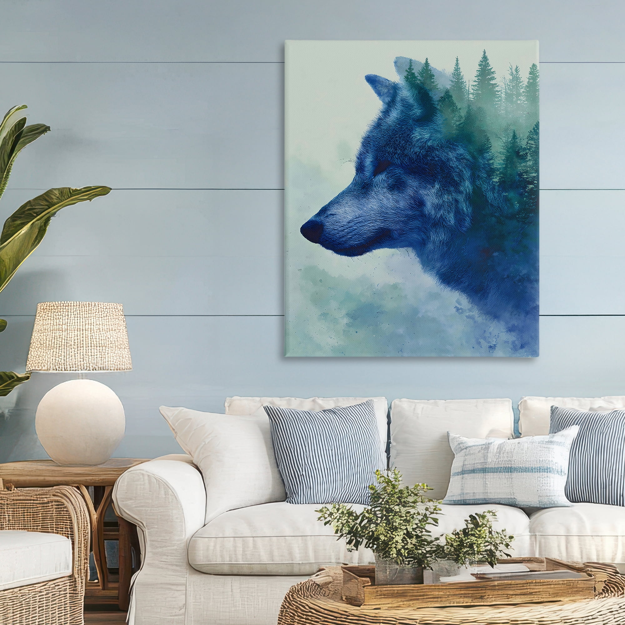 Stupell Industries Indigo Wolf in Misty Pines Canvas Wall Art, design by Franklyn Gregory