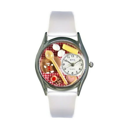 Whimsical Baking White Leather And Silvertone Watch