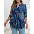 thumbnail image 2 of VERABENDI Women's Plus Size Tops 3/4 Sleeve Tunic Shirts A Buckle Decoration V-Neck Blouses,M-4XL, 2 of 5
