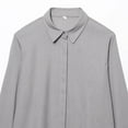 thumbnail image 5 of FRSASU Womens Fall/Winter Shirt Casual Turndown Collar Long Sleeve Linen Button Down Loose Blouse Tops Gray L(L), 5 of 6