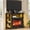 Black(Red Brick), variant on LGHM 47" Corner Electric Fireplace TV Stand with 23" Insert, LED Lights & Charging Station, White & Brown
