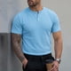 thumbnail image 1 of Ceisia Men's Slim Fit Short Sleeve Henley Shirt Waffle Knit Solid Color Casual T-shirt Sky Blue M Gifts, 1 of 7