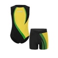 thumbnail image 3 of Nyeemya Kids Boys Workout Gymnastics Leotard and Shorts 2 Piece Sports Outfit for Beach Swimming Yellow Green 10, 3 of 7