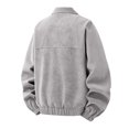 thumbnail image 6 of Ceisia Men Patchwork Suede Corduroy Collar Jacket Full Zip Long Sleeve Retro Casual Outerwear Gray XXXL Gift, 6 of 6