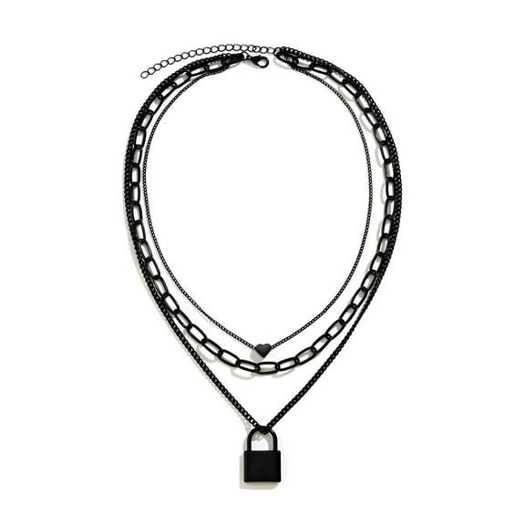 DESIGNICE Goth Accessories,Dark Punk Style Y2K Jewelry,Black Cross Chain Y2K Necklace,Black