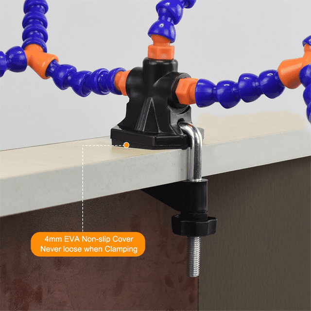 Tabletop Clamp Base Helping Hands Soldering Third Hand Tool with 3X LED Illuminated Magnifying Glass PCB Board Holder-B