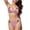 Pink, variant on Women's Summer Solid Color Plunge Halter Backless Tie Side Bikini Swimsuit Set w/ Wave Pattern, Polyester Swimsuit for Women Plus Size S-XL