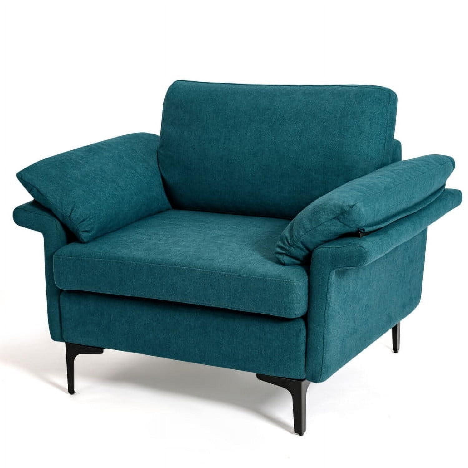 Demi Bonn Upholstered Accent Armchair, Modern Fabric Accent Armchair with Original Distributed Spring and Armrest Cushions, for Living Room, Bedroom, Peacock Blue